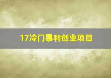 17冷门暴利创业项目