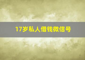 17岁私人借钱微信号