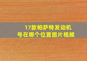 17款帕萨特发动机号在哪个位置图片视频