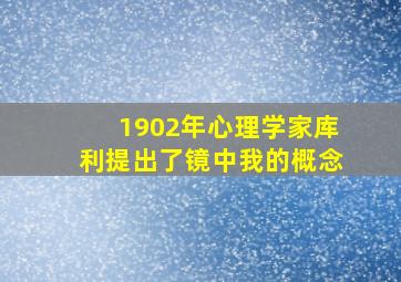 1902年心理学家库利提出了镜中我的概念