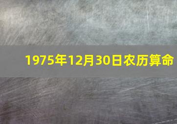 1975年12月30日农历算命