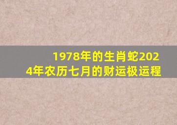 1978年的生肖蛇2024年农历七月的财运极运程