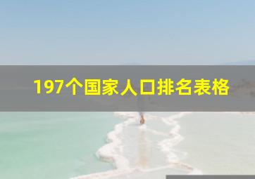 197个国家人口排名表格