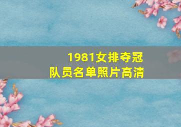 1981女排夺冠队员名单照片高清