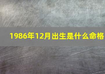 1986年12月出生是什么命格