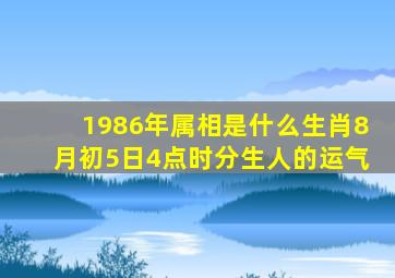 1986年属相是什么生肖8月初5日4点时分生人的运气