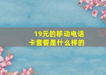 19元的移动电话卡套餐是什么样的