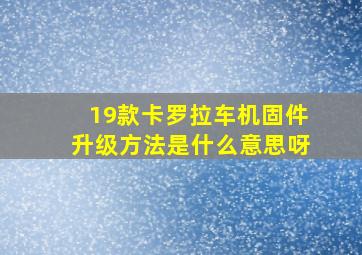 19款卡罗拉车机固件升级方法是什么意思呀