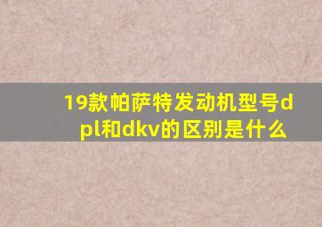 19款帕萨特发动机型号dpl和dkv的区别是什么