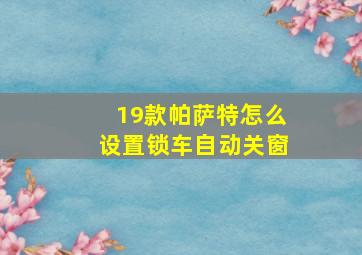 19款帕萨特怎么设置锁车自动关窗