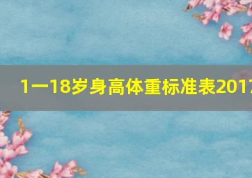 1一18岁身高体重标准表2017