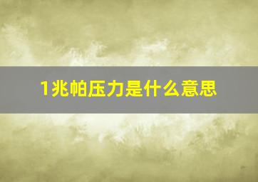 1兆帕压力是什么意思