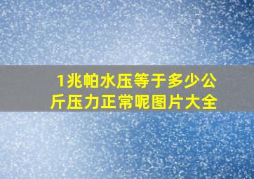 1兆帕水压等于多少公斤压力正常呢图片大全