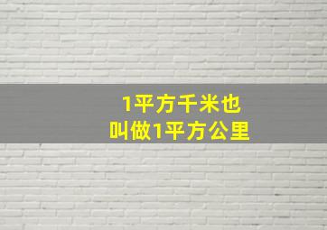 1平方千米也叫做1平方公里