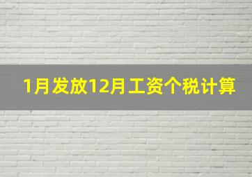 1月发放12月工资个税计算