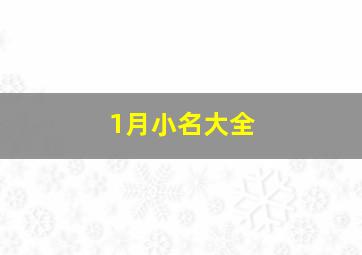 1月小名大全