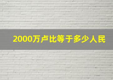 2000万卢比等于多少人民