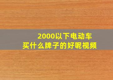 2000以下电动车买什么牌子的好呢视频