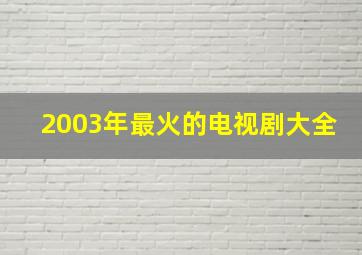 2003年最火的电视剧大全