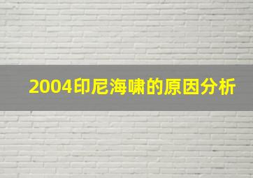 2004印尼海啸的原因分析