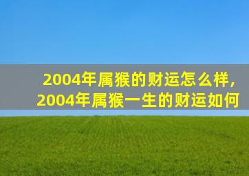 2004年属猴的财运怎么样,2004年属猴一生的财运如何