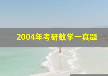 2004年考研数学一真题