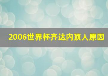 2006世界杯齐达内顶人原因