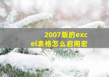 2007版的excel表格怎么启用宏