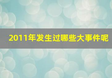 2011年发生过哪些大事件呢