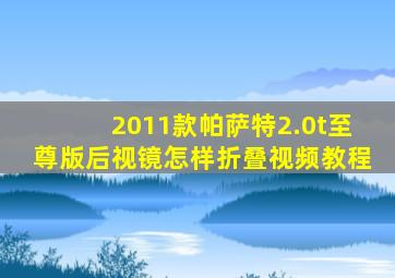 2011款帕萨特2.0t至尊版后视镜怎样折叠视频教程