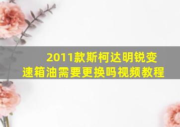 2011款斯柯达明锐变速箱油需要更换吗视频教程