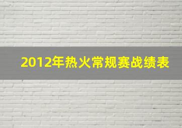 2012年热火常规赛战绩表