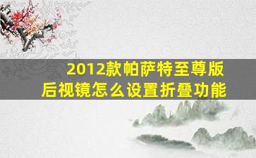 2012款帕萨特至尊版后视镜怎么设置折叠功能