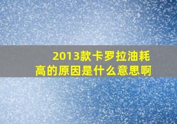 2013款卡罗拉油耗高的原因是什么意思啊