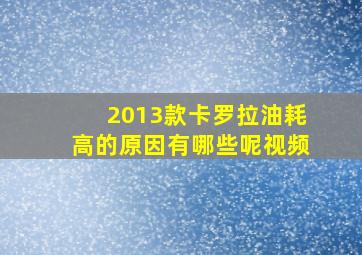 2013款卡罗拉油耗高的原因有哪些呢视频