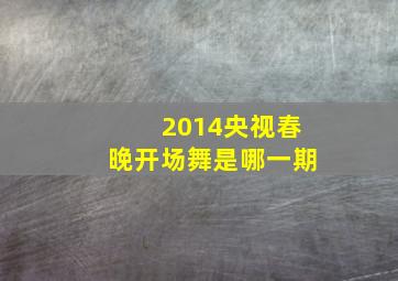 2014央视春晚开场舞是哪一期