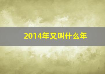 2014年又叫什么年