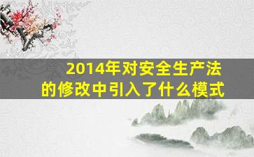 2014年对安全生产法的修改中引入了什么模式