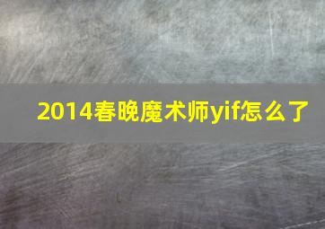 2014春晚魔术师yif怎么了