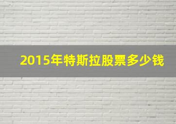 2015年特斯拉股票多少钱