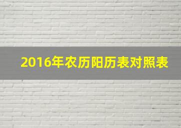 2016年农历阳历表对照表