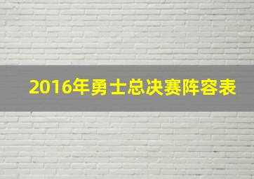 2016年勇士总决赛阵容表