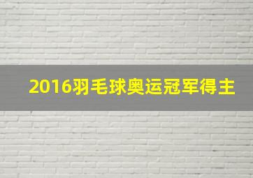 2016羽毛球奥运冠军得主