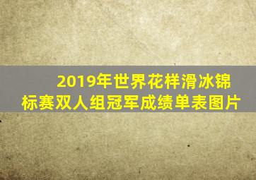 2019年世界花样滑冰锦标赛双人组冠军成绩单表图片