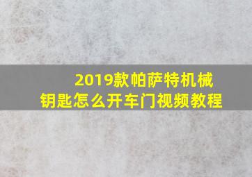 2019款帕萨特机械钥匙怎么开车门视频教程