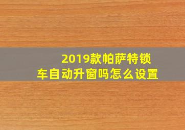 2019款帕萨特锁车自动升窗吗怎么设置