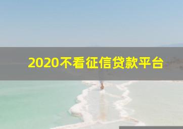 2020不看征信贷款平台