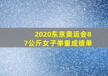 2020东京奥运会87公斤女子举重成绩单