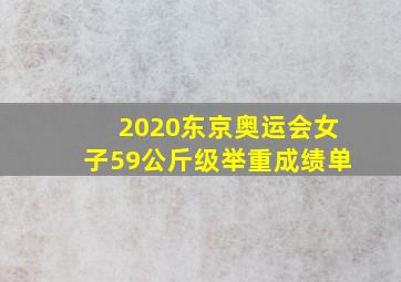 2020东京奥运会女子59公斤级举重成绩单