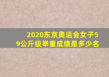 2020东京奥运会女子59公斤级举重成绩是多少名